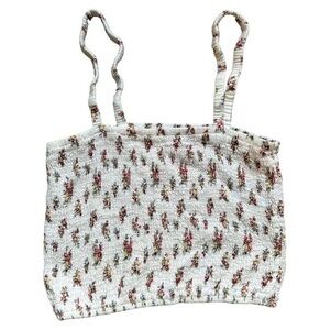 Forever 21 size medium, crop top tube top, white with floral, cute, hot